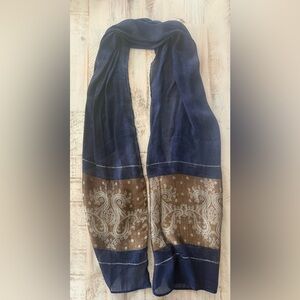 Navy and Brown Paisley Scarf
